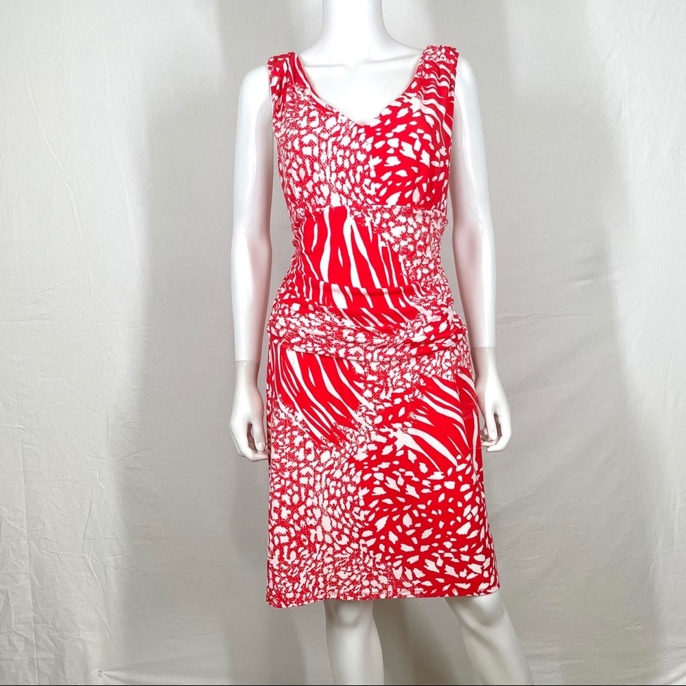 Ann Taylor Red and White Sleeveless Dress